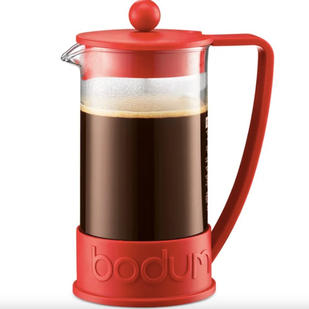 Red Bodum Brazil 34-Oz. Glass French Press Coffee Maker